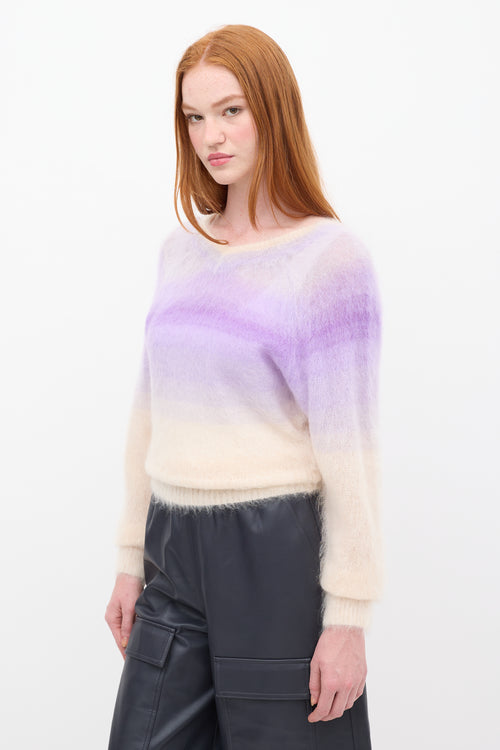 Isabel Marant Étoile Purple & Beige Mohair Gradient Delphi V-Neck Sweater