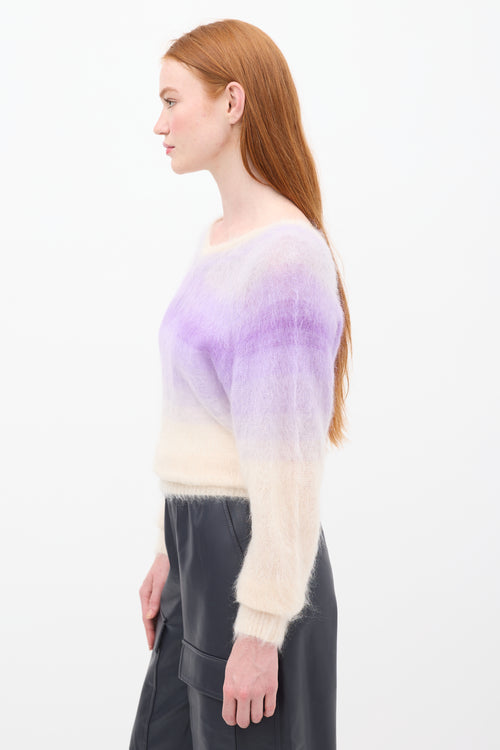 Isabel Marant Étoile Purple & Beige Mohair Gradient Delphi V-Neck Sweater