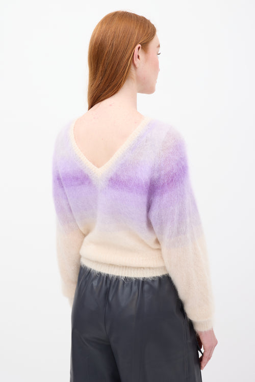 Isabel Marant Étoile Purple & Beige Mohair Gradient Delphi V-Neck Sweater