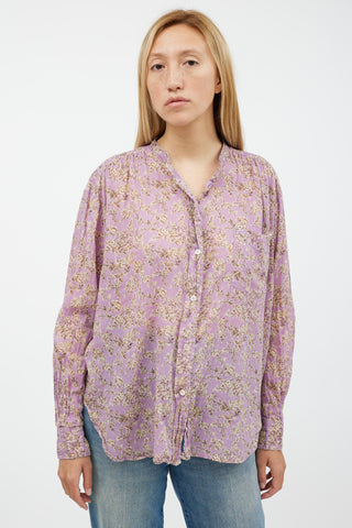 Isabel Marant Étoile Purple & Cream Floral Shirt