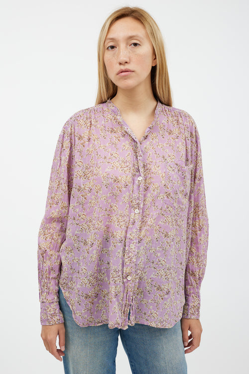 Isabel Marant Étoile Purple & Cream Floral Shirt