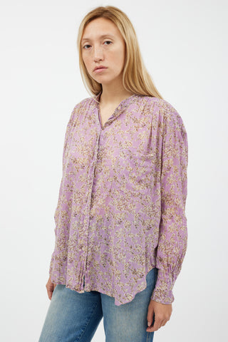 Isabel Marant Étoile Purple & Cream Floral Shirt