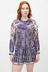 Isabel Marant Étoile Purple & Multicolour Print Longsleeve Romper