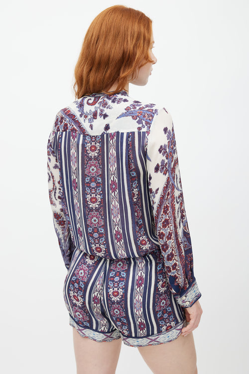 Isabel Marant Étoile Purple & Multicolour Print Longsleeve Romper