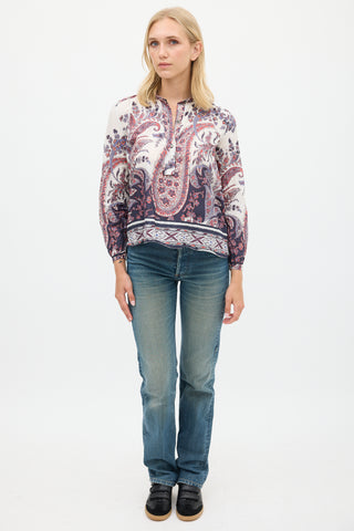 Isabel Marant Étoile Purple & Multicolour Cotton Floral Paisley Top