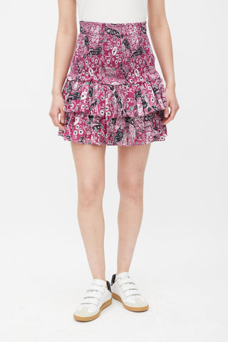 Isabel Marant Étoile Purple & Multicolour Floral Smocked Skirt