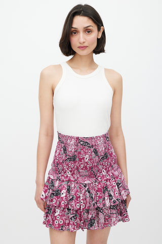 Isabel Marant Étoile Purple & Multicolour Floral Smocked Skirt