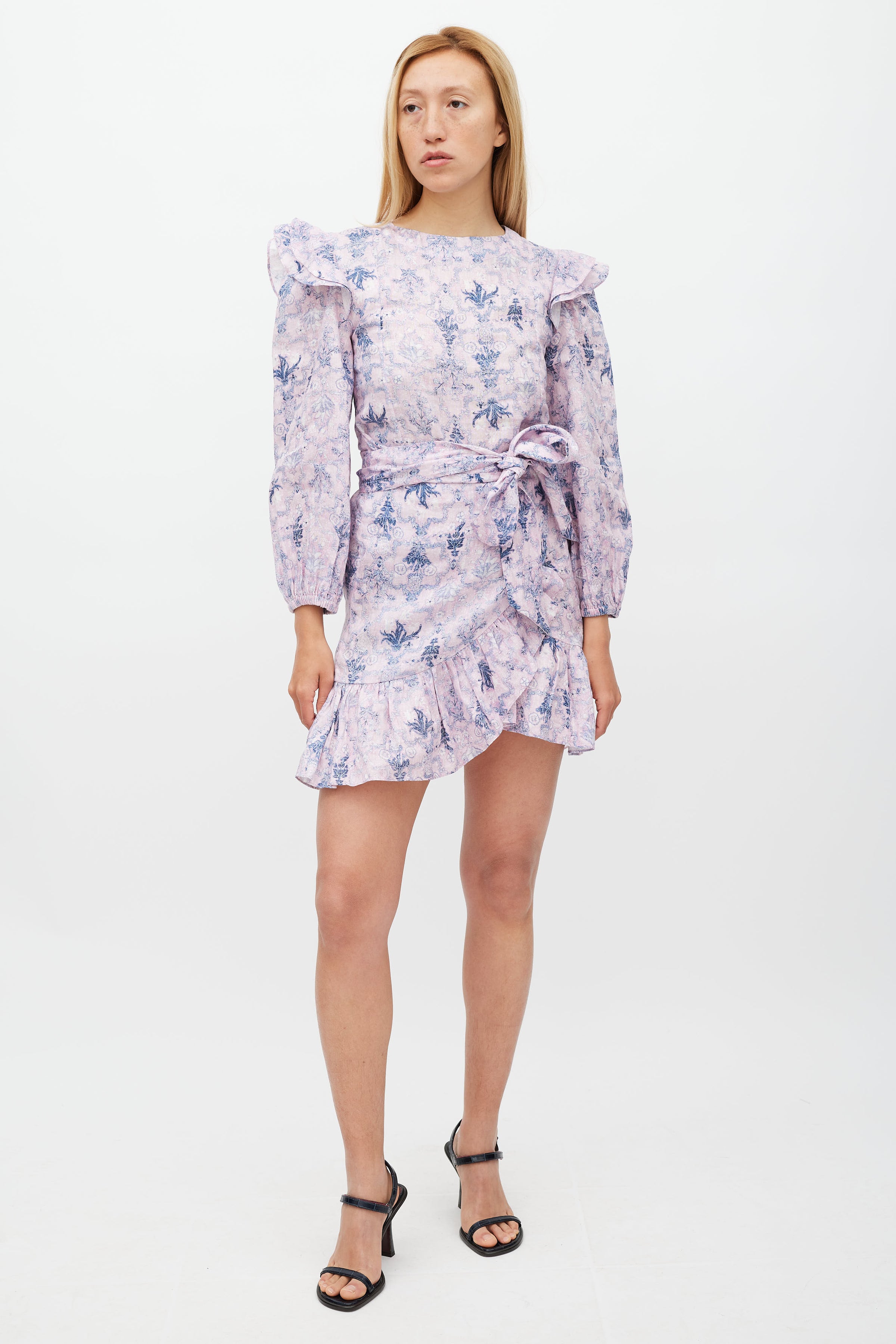 Isabel Marant toile // Purple & Navy Linen Telicia Floral Dress VSP Consignment Isabel Marant toile // Purple & Navy Linen Telicia Floral Dress VSP Consignment