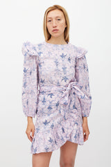 Isabel Marant Étoile Purple & Navy Linen Telicia Floral Dress
