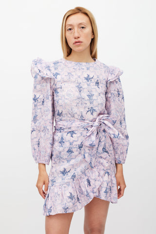 Isabel Marant Étoile Purple & Navy Linen Telicia Floral Dress