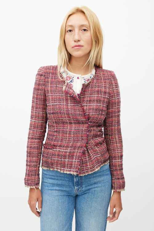 Isabel Marant Étoile Red & Multicolour Tweed Blazer