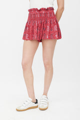 Isabel Marant Étoile Red & Grey Pleated Geometric Co-Ord Set