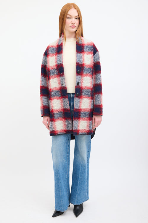 Isabel Marant Étoile Red & Multi Wool Checkered  Coat