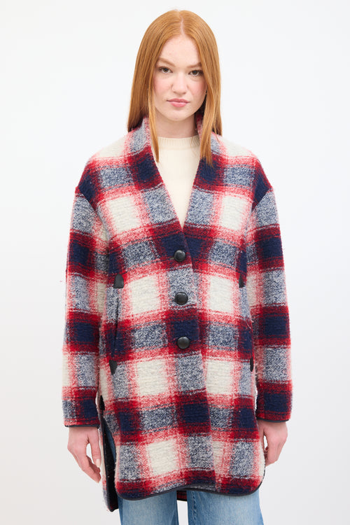 Isabel Marant Étoile Red & Multi Wool Checkered  Coat