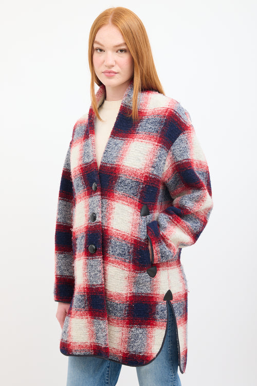 Isabel Marant Étoile Red & Multi Wool Checkered  Coat