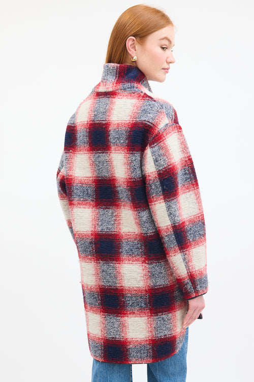 Isabel Marant Étoile Red & Multi Wool Checkered  Coat