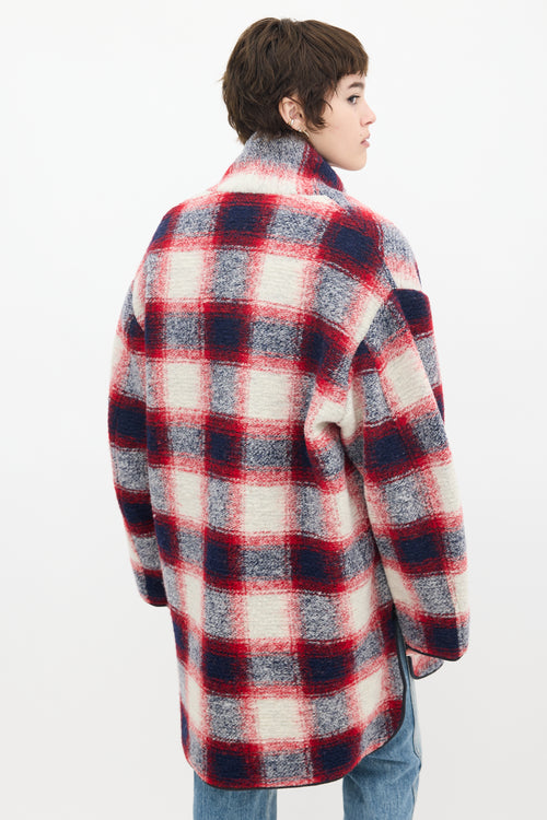 Isabel Marant Étoile Red & Multi Wool Plaid Mid Length Coat