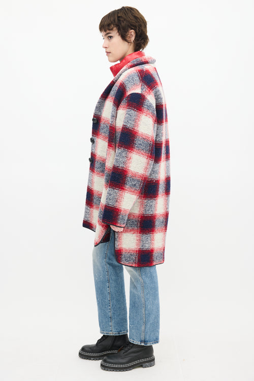 Isabel Marant Étoile Red & Multi Wool Plaid Mid Length Coat