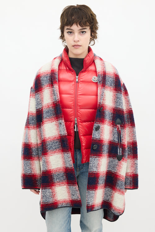 Isabel Marant Étoile Red & Multi Wool Plaid Mid Length Coat