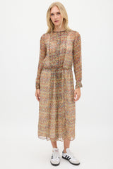 Isabel Marant Étoile Red & Multicolour Silk Floral Semi Sheer Dress