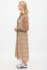 Isabel Marant Étoile Red & Multicolour Silk Floral Semi Sheer Dress