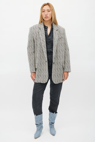 Isabel Marant Étoile White & Black Herringbone Cikaito Coat