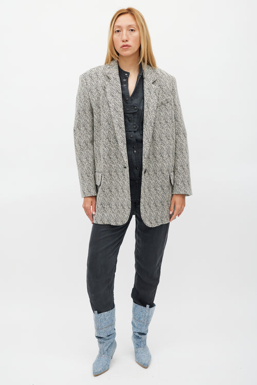 Isabel Marant Étoile White & Black Herringbone Cikaito Coat