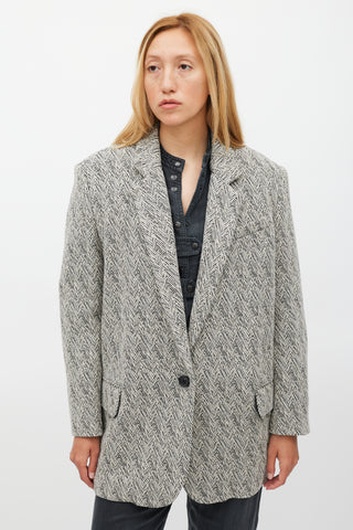 Isabel Marant Étoile White & Black Herringbone Cikaito Coat