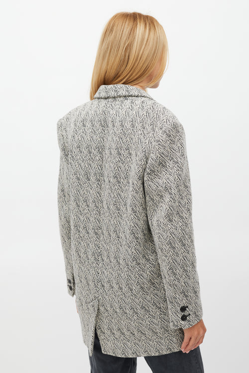 Isabel Marant Étoile White & Black Herringbone Cikaito Coat
