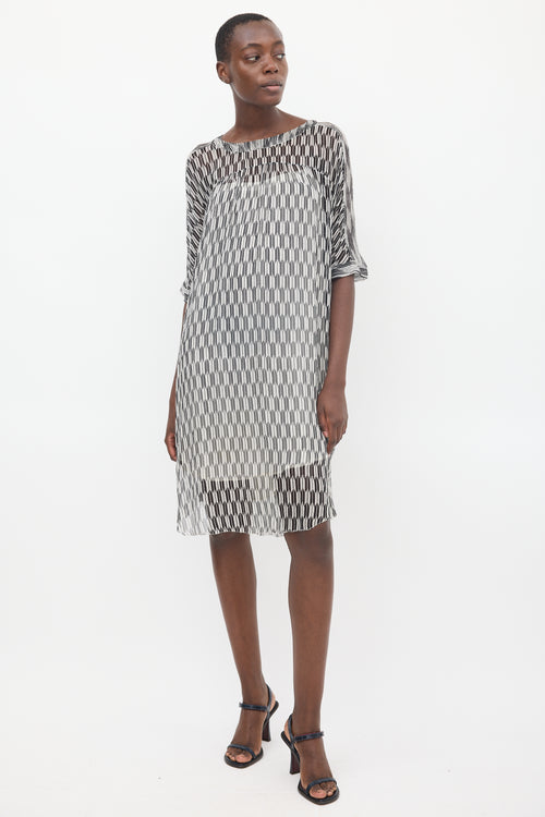 Isabel Marant Étoile Black & White Sheer Printed Zaggy Dress