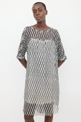 Isabel Marant Étoile Black & White Sheer Printed Zaggy Dress