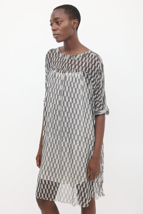 Isabel Marant Étoile Black & White Sheer Printed Zaggy Dress