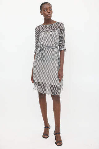 Isabel Marant Étoile Black & White Sheer Printed Zaggy Dress