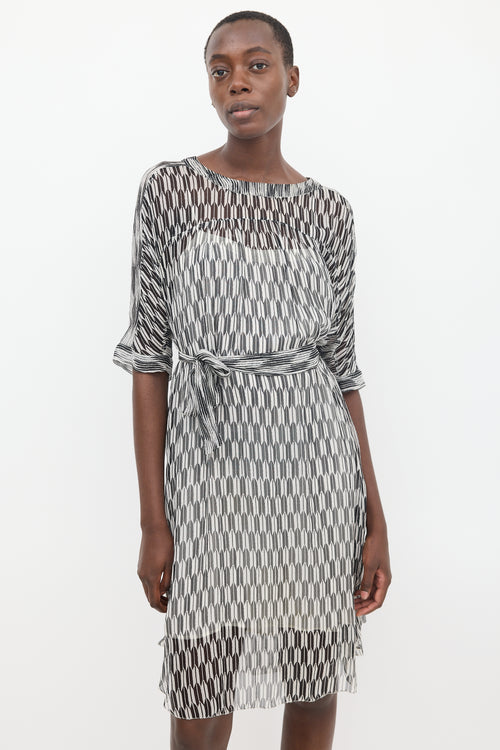 Isabel Marant Étoile Black & White Sheer Printed Zaggy Dress