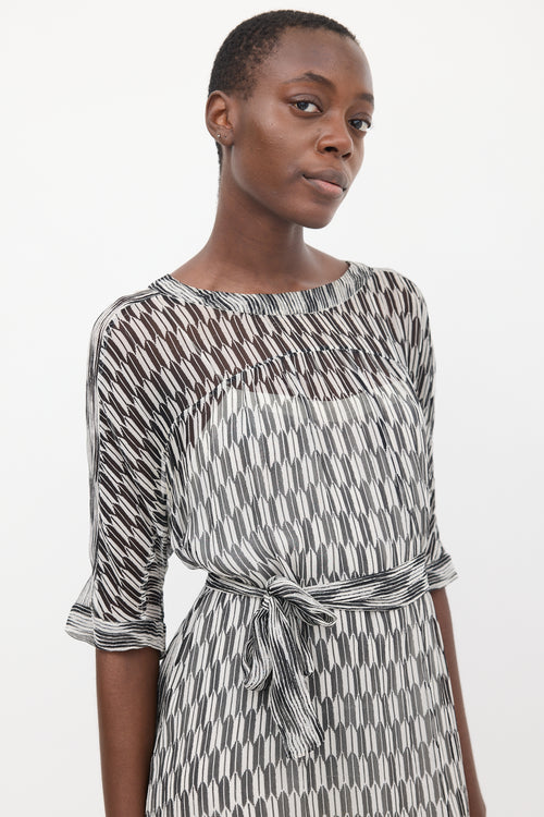 Isabel Marant Étoile Black & White Sheer Printed Zaggy Dress