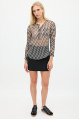 Isabel Marant Étoile White & Black Silk Printed Zino Top