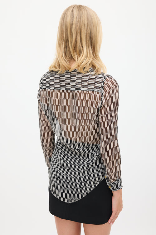 Isabel Marant Étoile White & Black Silk Printed Zino Top