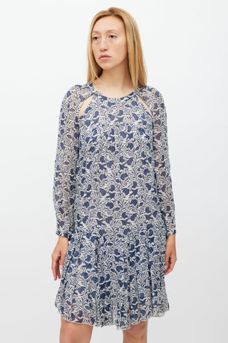 Isabel Marant Étoile White & Blue Floral Drewitt Dress
