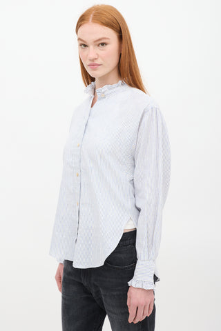 Isabel Marant Étoile White & Blue Striped Linen Saoli Shirt