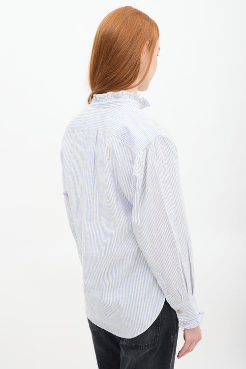 Isabel Marant Étoile White & Blue Striped Linen Saoli Shirt