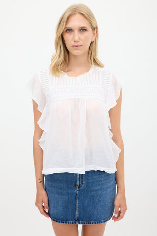Isabel Marant Étoile White Cotton Layona Pleated Top