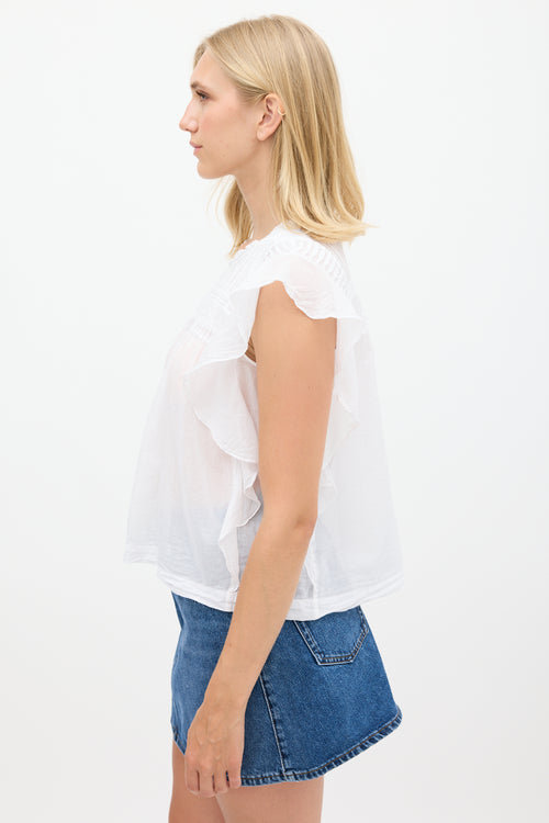 Isabel Marant Étoile White Cotton Layona Pleated Top