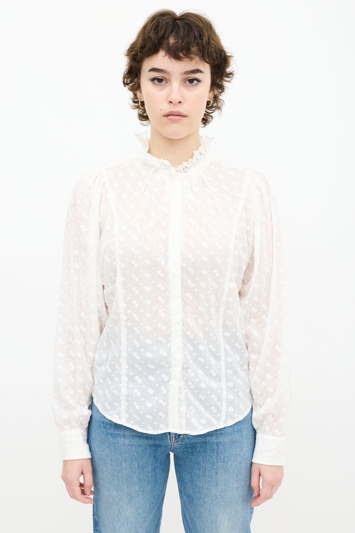 Isabel Marant Etoile White Floral Eyelet Shirt