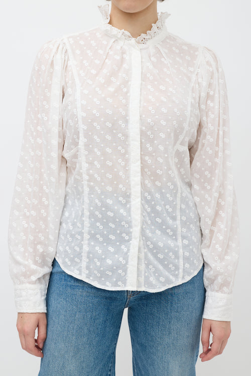 Isabel Marant Etoile White Floral Eyelet Shirt