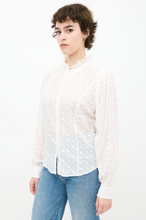 Isabel Marant Etoile White Floral Eyelet Shirt