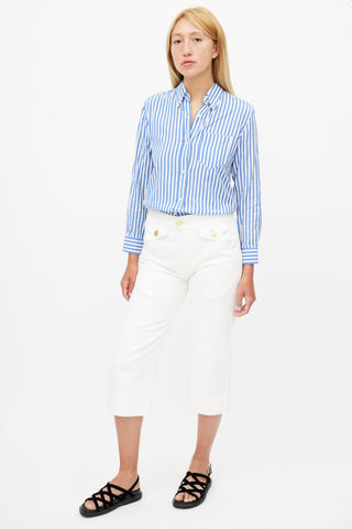 Isabel Marant Étoile White & Gold Cropped Trouser