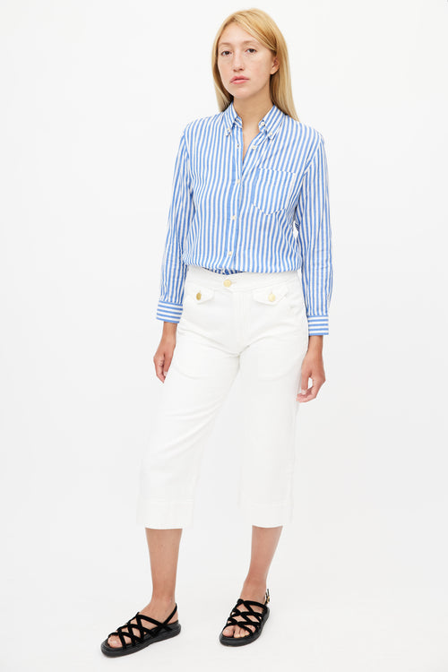Isabel Marant Étoile White & Gold Cropped Trouser