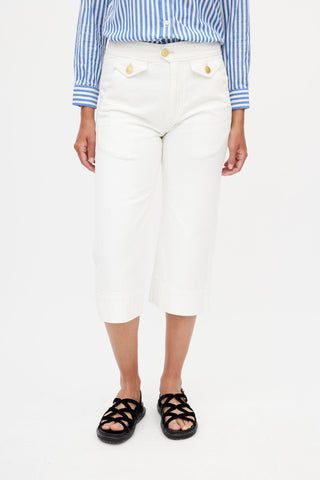 Isabel Marant Étoile White & Gold Cropped Trouser