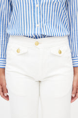 Isabel Marant Étoile White & Gold Cropped Trouser