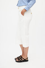 Isabel Marant Étoile White & Gold Cropped Trouser